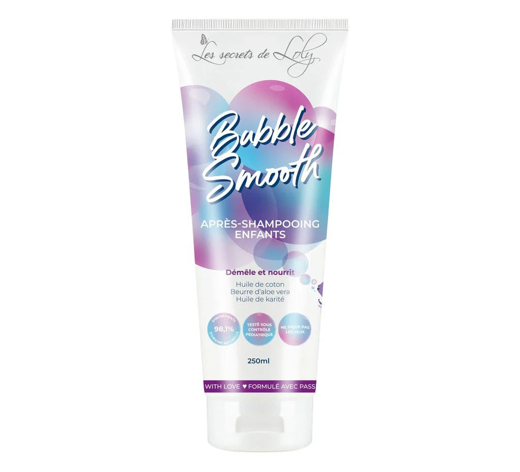 Après-Shampoing Enfants – Bubble Smooth | Les Secrets de Loly – soin capillaire naturel pour cheveux ondulés, bouclés, frisés et crépus | L’Art des Boucles Suisse
