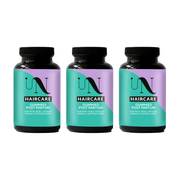 Pack 3 mois gummies post-partum – compléments alimentaires cheveux bouclés