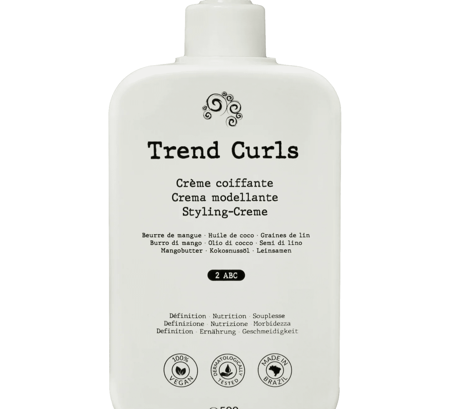 Crème Coiffante Cheveux Ondulés Bouclés 2ABC – Trend Curls – soin capillaire naturel pour cheveux ondulés, bouclés, frisés et crépus | L’Art des Boucles Suisse