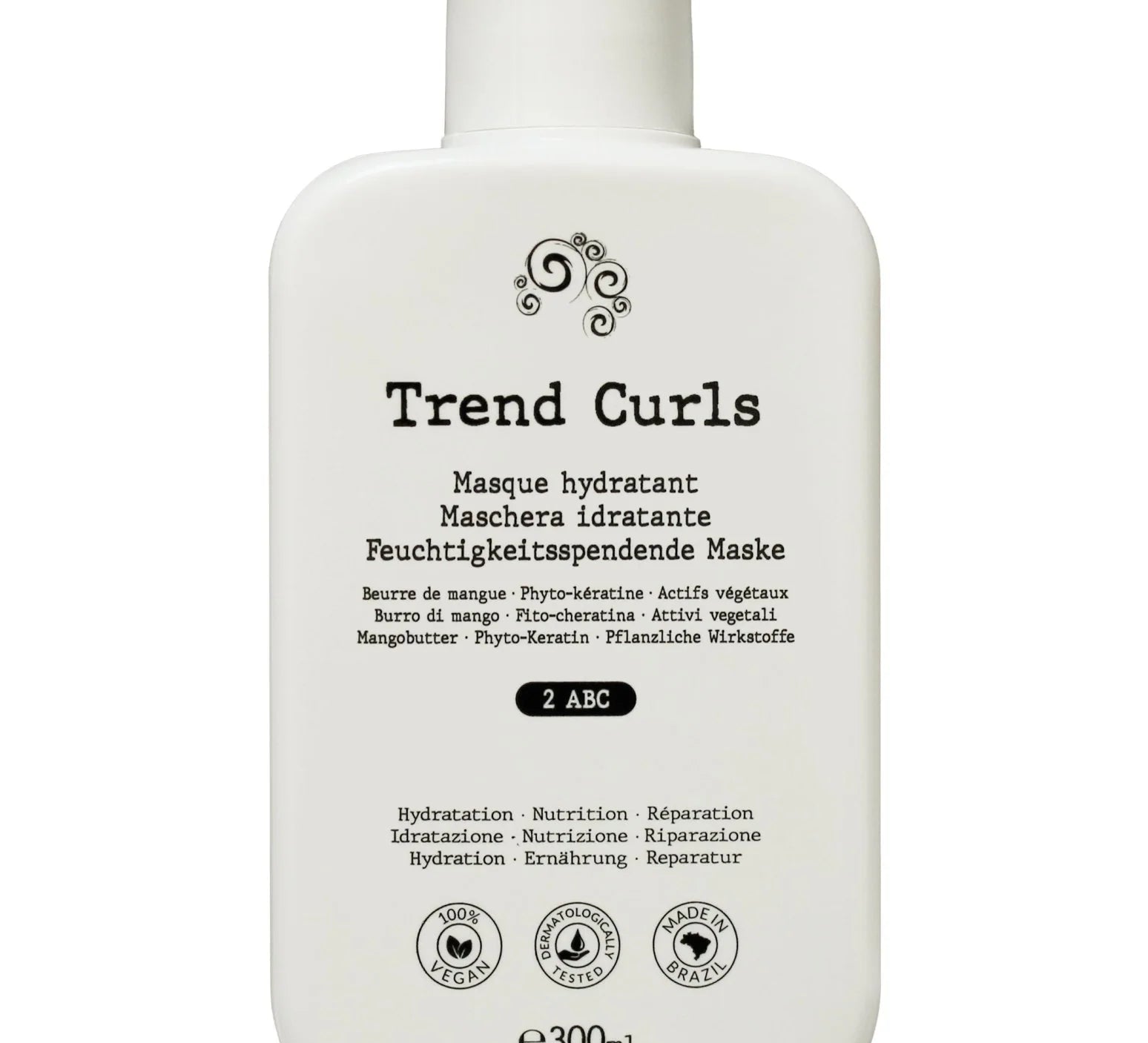 Masque Hydratant Cheveux Bouclés 2ABC – Trend Curls – soin capillaire naturel pour cheveux ondulés, bouclés, frisés et crépus | L’Art des Boucles Suisse