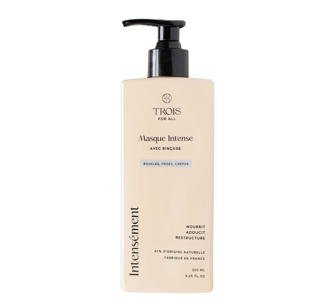 Masque intense réparateur Trois For All – soin capillaire nourrissant cheveux bouclés, frisés et ondulés | L’Art des Boucles
