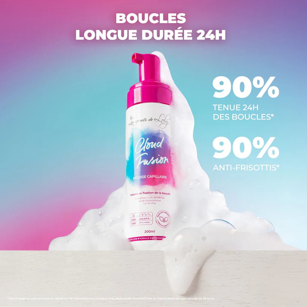 Mousse Coiffante Volume Cheveux Bouclés – Les Secrets de Loly (Cloud Fusion) – soin capillaire naturel pour cheveux ondulés, bouclés, frisés et crépus | L’Art des Boucles Suisse