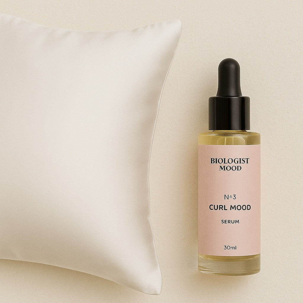 🌿 Pack Nuit Douce – Sérum Curl Mood & Taie d’oreiller en Soie – soin cheveux bouclés | L’Art des Boucles Suisse