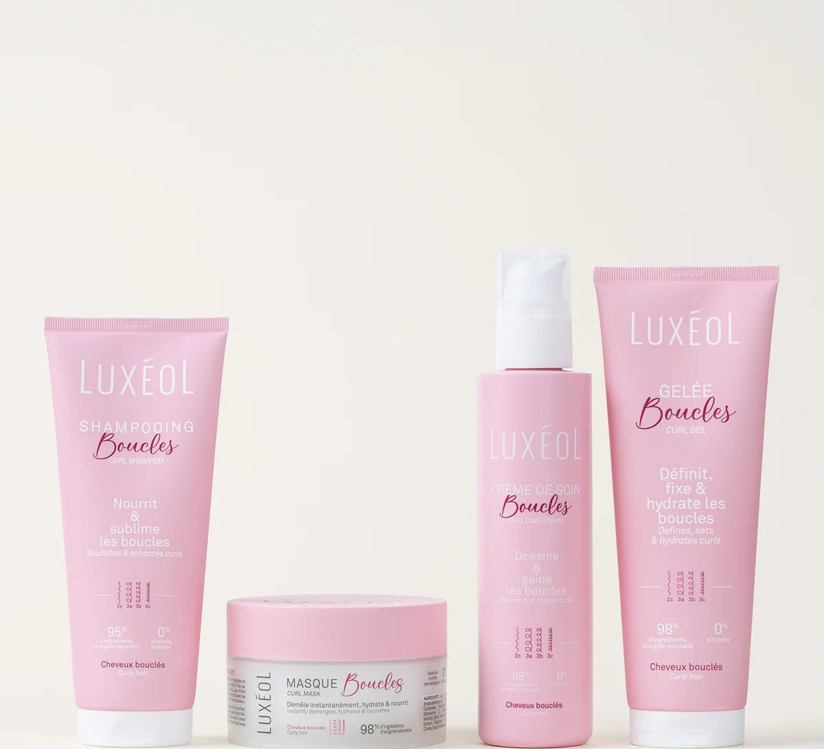 Routine Boucles Complète Luxéol – soins cheveux ondulés, bouclés, frisés et crépus | L’Art des Boucles Suisse