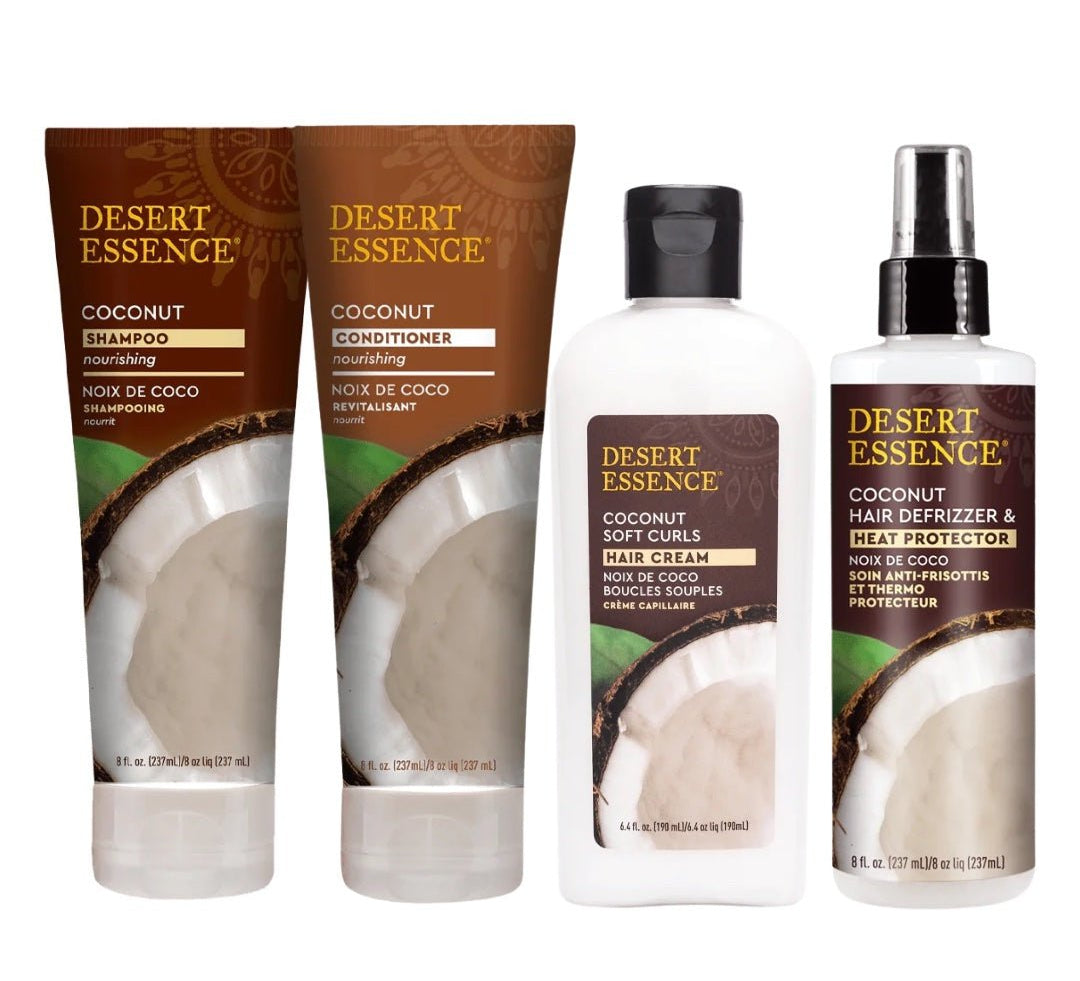 Routine Capillaire Desert Essence Coco – pack hydratant cheveux bouclés doux et brillants