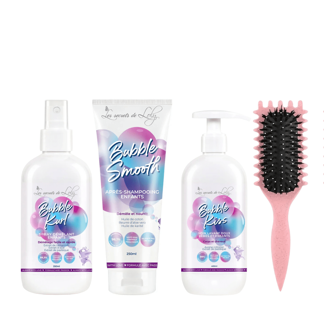 Routine Enfant “Premières Boucles & Douceur” – Les Secrets de Loly – soin cheveux bouclés | L’Art des Boucles Suisse