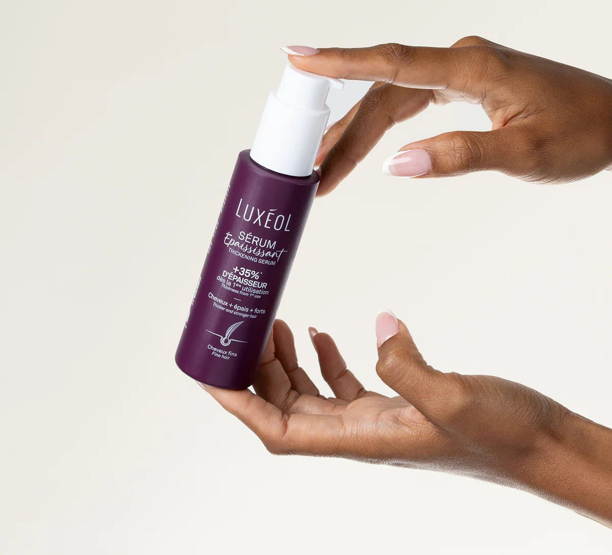 Application Sérum Épaississant Cheveux Fins Luxéol – soin force et épaisseur cheveux bouclés, frisés, crépus