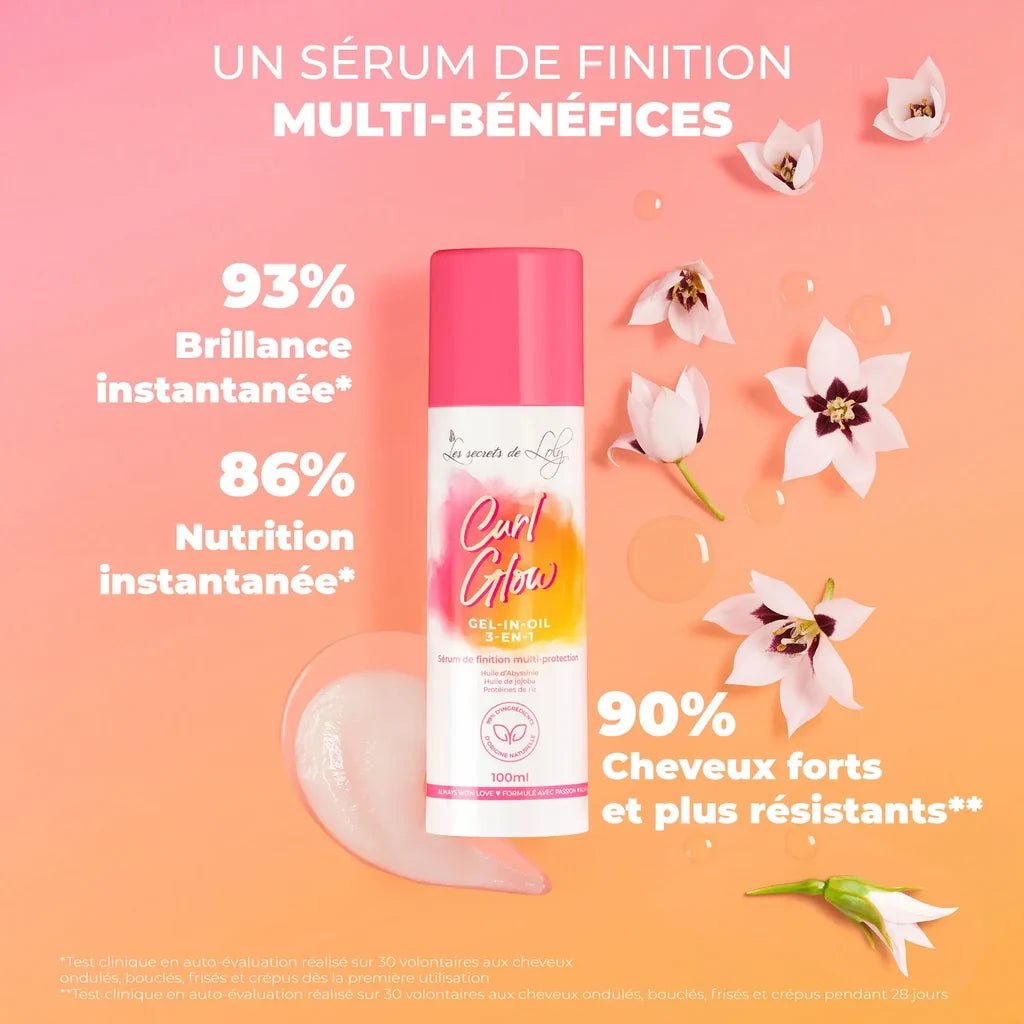 Sérum Protecteur Thermique Boucles – Les Secrets de Loly (Curl Glow) – soin capillaire naturel pour cheveux ondulés, bouclés, frisés et crépus | L’Art des Boucles Suisse