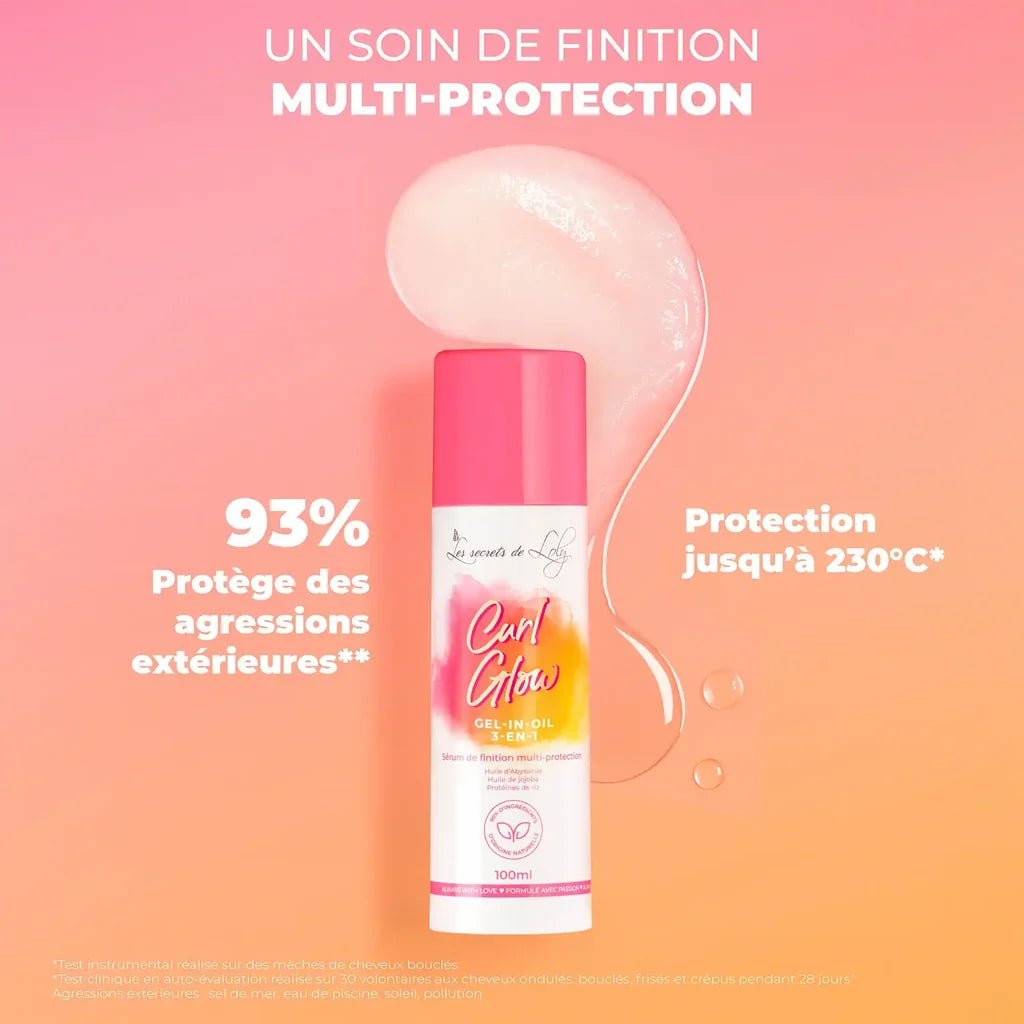 Sérum Protecteur Thermique Boucles – Les Secrets de Loly (Curl Glow) – soin capillaire naturel pour cheveux ondulés, bouclés, frisés et crépus | L’Art des Boucles Suisse