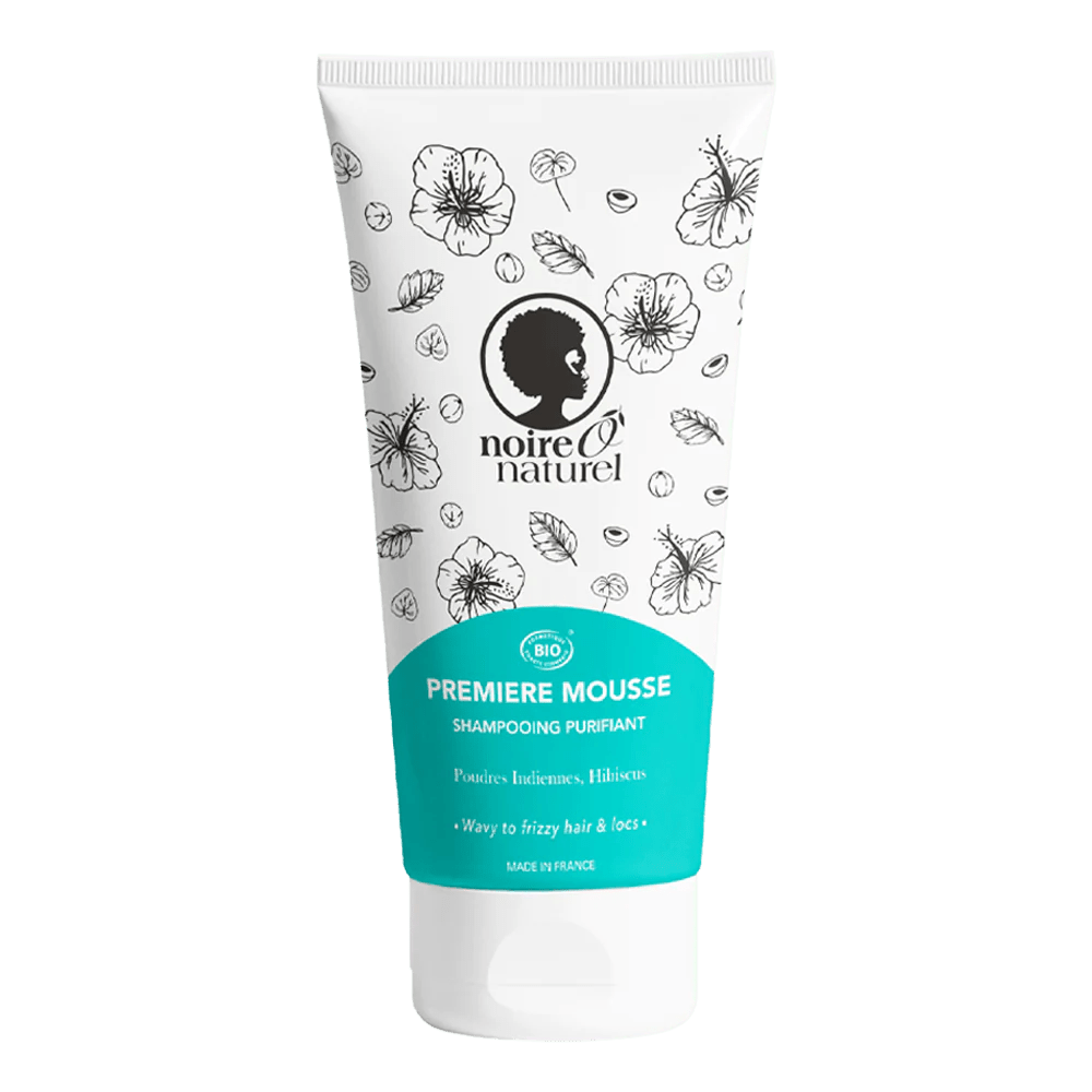 Shampoing Purifiant Première Mousse Noireônaturel – soin détox naturel pour cuir chevelu sain et cheveux bouclés légers.