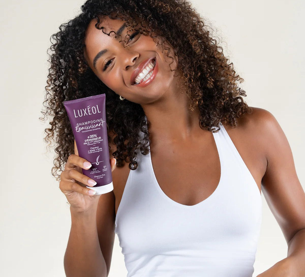 Application Shampoing Épaississant Cheveux Fins Luxéol – soin densité et vitalité cheveux bouclés, frisés, crépus
