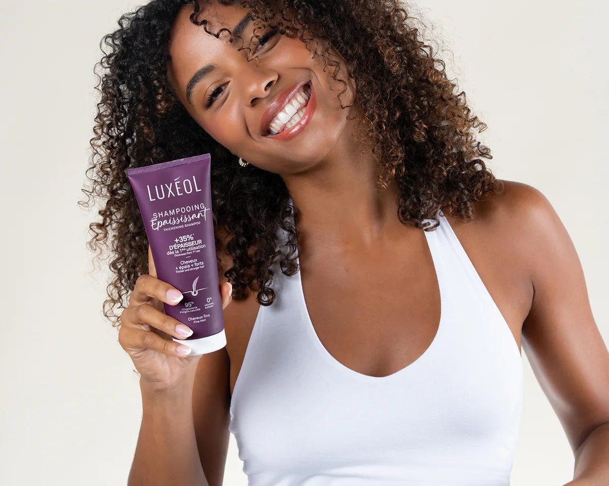 Application Shampoing Épaississant Cheveux Fins Luxéol – soin densité et vitalité cheveux bouclés, frisés, crépus