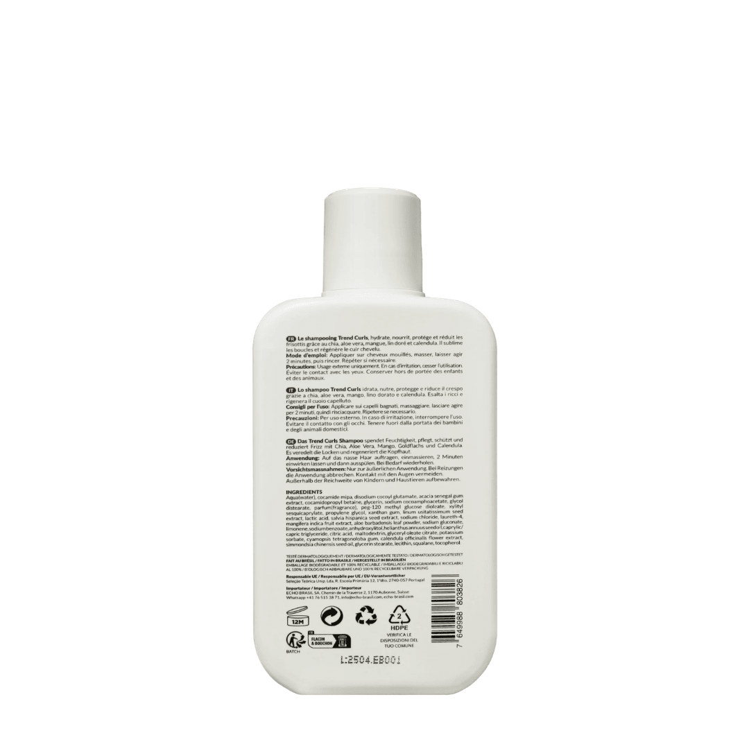 Shampooing Hydratant Cheveux Bouclés – Trend Curls – soin capillaire naturel pour cheveux ondulés, bouclés, frisés et crépus | L’Art des Boucles Suisse