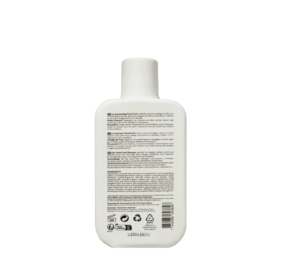 Shampooing Hydratant Cheveux Bouclés – Trend Curls – soin capillaire naturel pour cheveux ondulés, bouclés, frisés et crépus | L’Art des Boucles Suisse