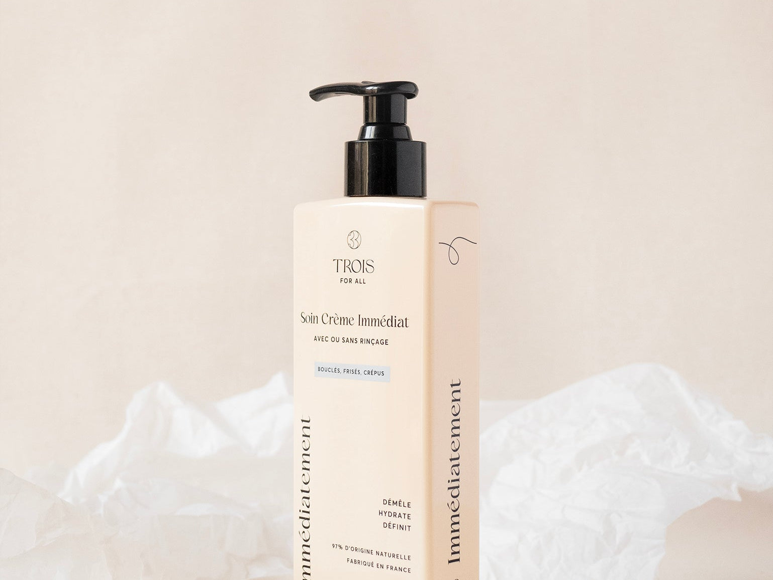Trois For All – soin crème immédiat hydratant et définissant, soin capillaire naturel cheveux bouclés et frisés Suisse