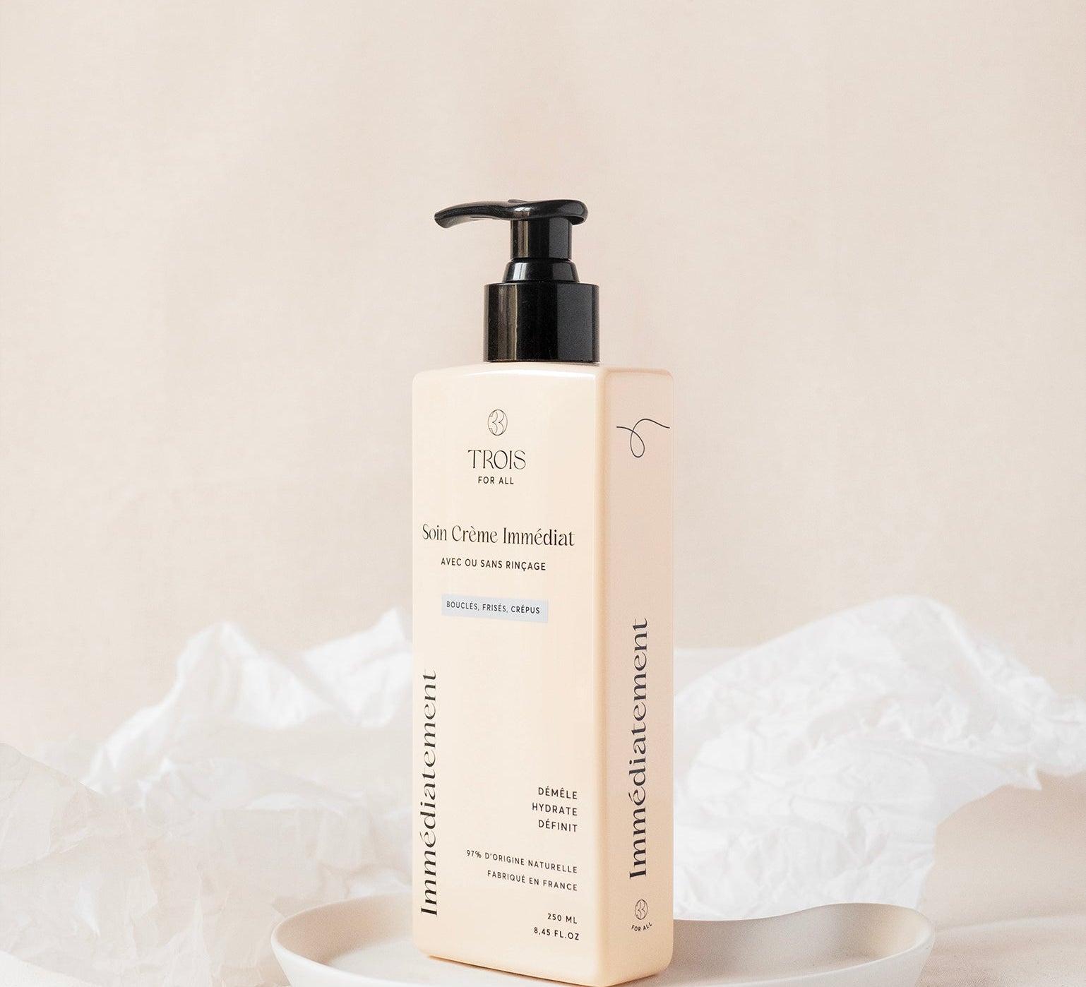Trois For All – soin crème immédiat hydratant et définissant, soin capillaire naturel cheveux bouclés et frisés Suisse