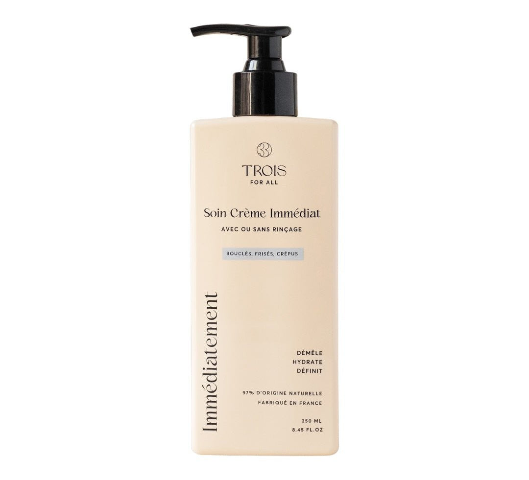 Soin crème immédiat Trois For All – hydratation et définition cheveux bouclés, frisés et ondulés | L’Art des Boucles Suisse