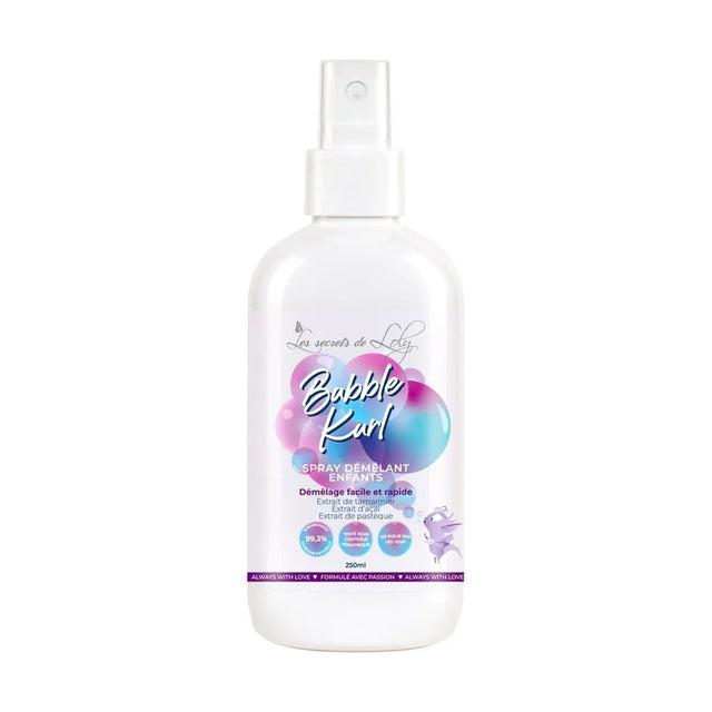 Spray Démêlant Enfants – Bubble Kurl | Les Secrets de Loly – soin capillaire naturel pour cheveux ondulés, bouclés, frisés et crépus | L’Art des Boucles Suisse