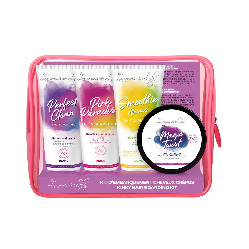 Trousse de Voyage Cheveux Crépus – soin cheveux bouclés | L’Art des Boucles Suisse