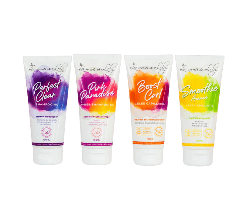 Routine capillaire complète format voyage – cheveux frisés